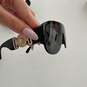 Versace Women's Sunglasses in Black with Gold Detail
